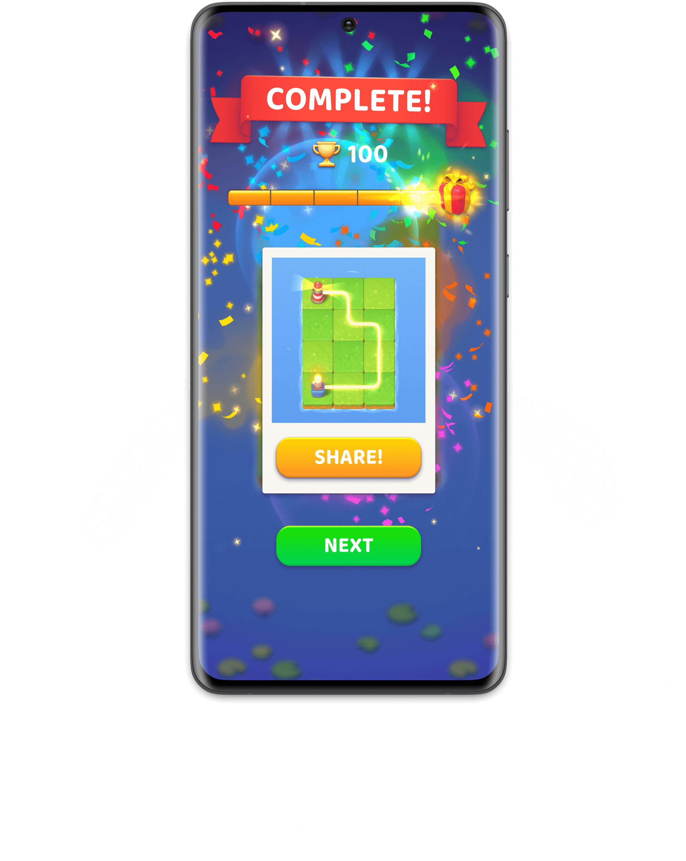 Phone with game glowing stars